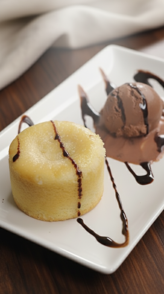 Coulant blanco con bola de chocolate