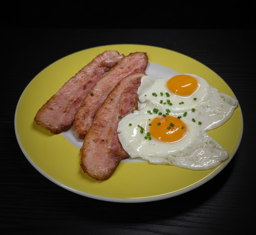 Plato combinado de huevos y bacon